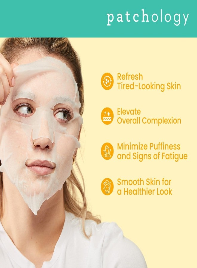 باتشولوجي قناع الوجه الورقي باتشولوجي ويك أب كول بالكافيين - قناع مرطب للوجه مع الكافيين ومستخلص البرتقال والجنسنغ - يساعد على إنعاش البشرة وتقليل الانتفاخ في 10 دقائق - عناية صباحية بالبشرة (4 قطع) - Image 5